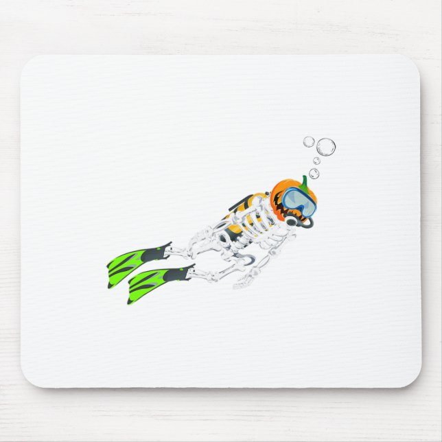 Tapis De Souris Skeleton Scuba Plongée Halloween Citrouille Plonge (Devant)