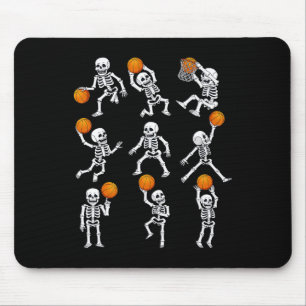 Tapis De Souris Skeletons de basketball d'Halloween Dunking Dribbl