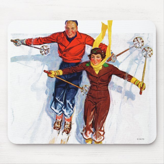 Tapis De Souris Ski alpin de couples (Devant)