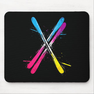 Tapis De Souris Ski design vibrant skis croisés 