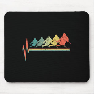 Tapis De Souris Ski Freestyle Ski Skier Heartbeat Retro Funny G