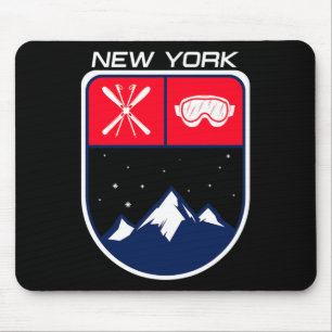 Tapis De Souris Ski New York Mountain Ski Trail Skier Goggle Po