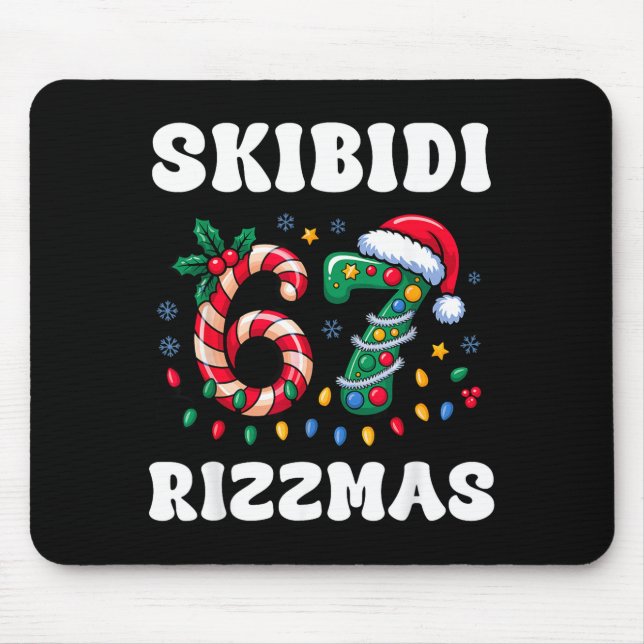 Tapis De Souris Skibidi Rizzmas 67 Christmas Six Seven Xmas Funny  (Devant)