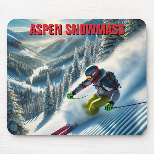 Tapis De Souris Skieur à Aspen Snowmass Skiant (Devant)