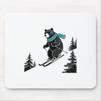 Tapis De Souris Skiing Bear, Funny Wintersports, Dad Ski Slope, Fu