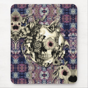 Tapis De Souris Skull made of poppies and butterflies