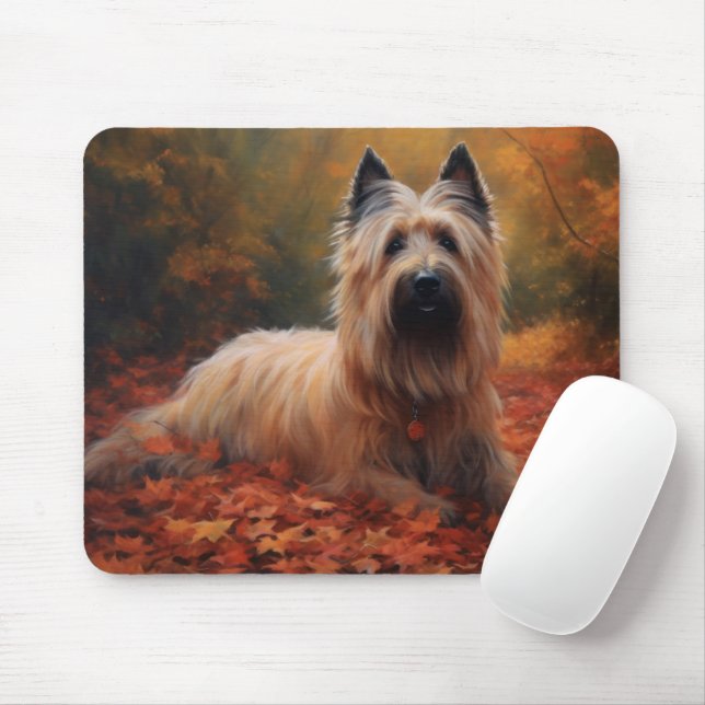 Tapis De Souris Skye Terrier à l'automne Feuilles automne Inspire (Avec souris)