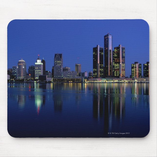 Tapis De Souris Skyline de Détroit la nuit (Devant)