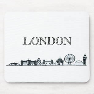 Tapis De Souris Skyline de Londres noir et blanc