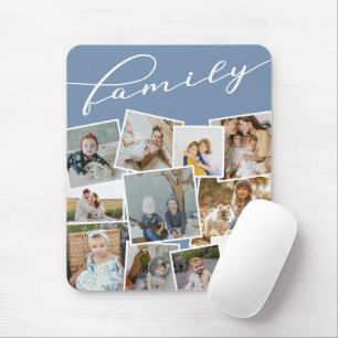 Tapis De Souris Slate Blue Scattered Photos Famille de Collage de