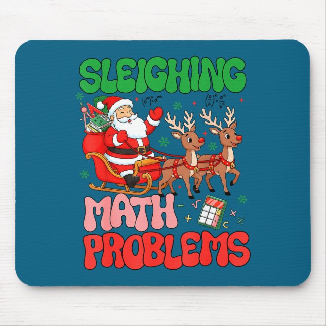 Tapis De Souris Sleighing Math Problems Funny Teacher Christmas Qu (Devant)