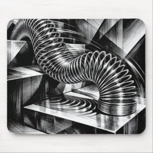 Tapis De Souris Slinky monochrome dévalant des marches chromées