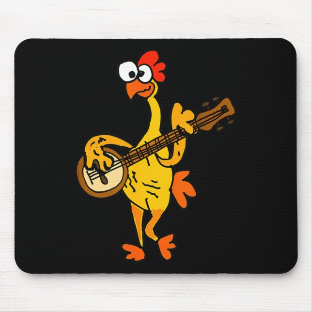Tapis De Souris Smileteestank Funny Rubber Chicken Playing Banjo C (Devant)