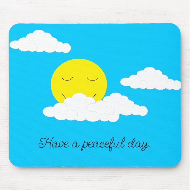 Tapis De Souris Smiling Sun with Clouds: Turquoise (Devant)