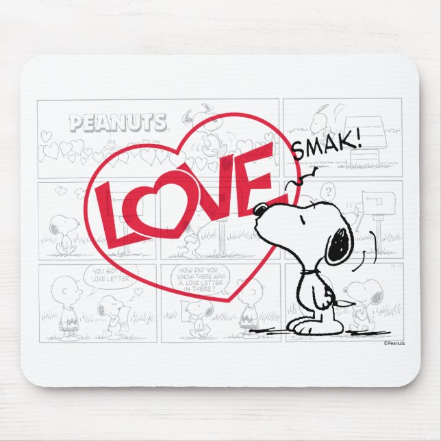 Tapis De Souris Snoopy "Love" bande dessinée graphique (Devant)