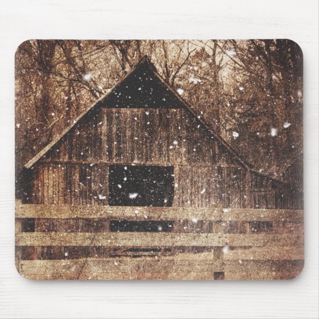 Tapis De Souris Snow Country rural Old Barn (Devant)