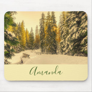 Tapis De Souris Snow Covered Pine Trees Forest Nature Photo
