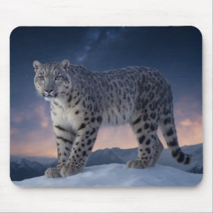 Tapis De Souris Snow Leopard Wild Majestic Animal A Starry Galaxy
