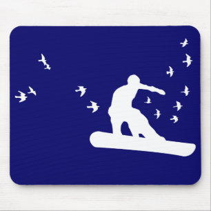 Tapis De Souris snowboard. board avec oiseaux.