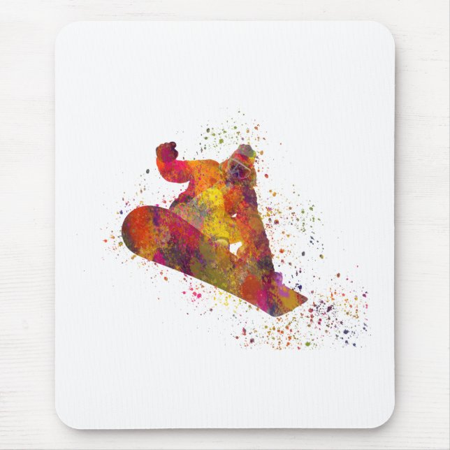 Tapis De Souris snowboard en acuarela (Devant)