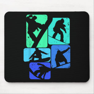 Tapis De Souris Snowboard Pour Snowboardeur Retro Mens Snowboard