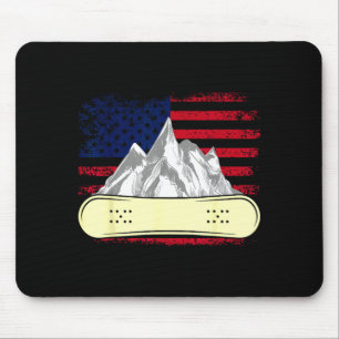 Tapis De Souris Snowboard ski drapeau américain