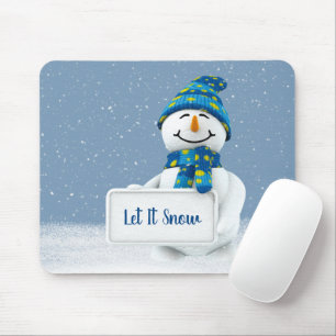 Tapis De Souris Snowman avec LET IT NEIGE SIGNE