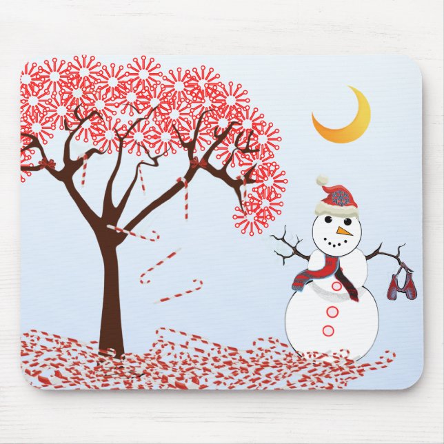Tapis De Souris SnowMan CandyCane Arbre sourisPad (Devant)