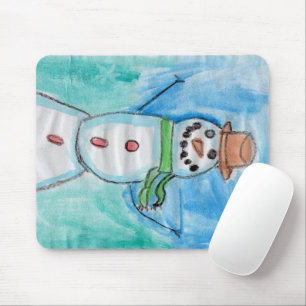 Tapis De Souris Snowman Happiness - Kids Art for CHOC