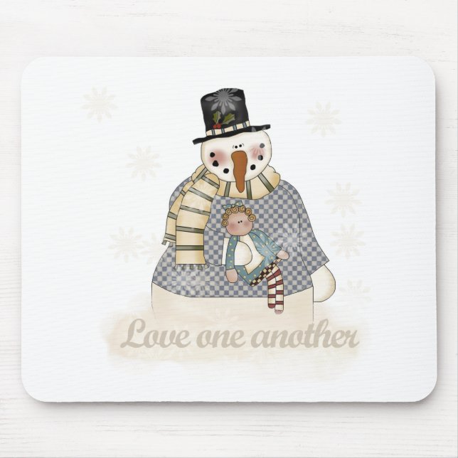 Tapis De Souris Snowman s'aime l'un l'autre (Devant)