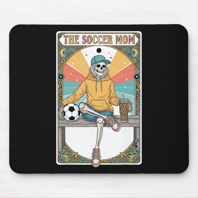 Tapis De Souris Soccer Mom Tarot Card Skeleton Coffee Byll Sidelin (Devant)