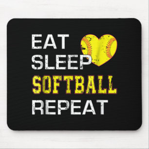 Tapis De Souris Softball Eat Sleep Softball Répétition