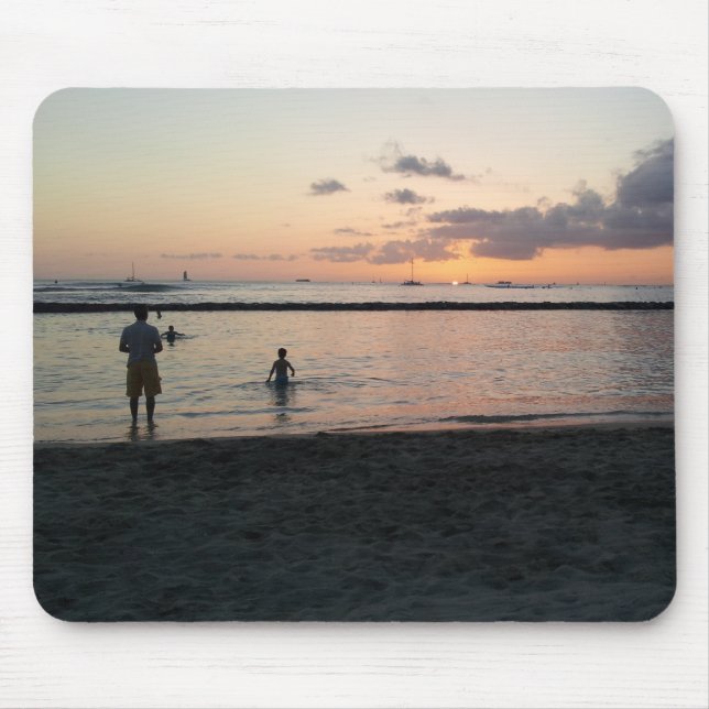 Tapis De Souris Soirée Sunset Plage tropicale Waikiki Oahu Hawaii (Devant)
