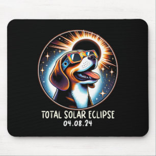 Tapis De Souris Solaire Éclipse Beagle Portant des lunettes Animau