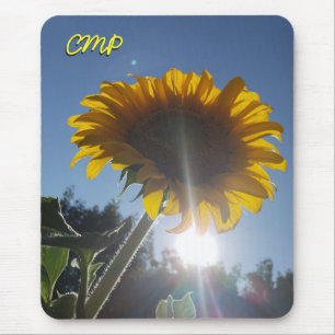 Tapis De Souris Soleil d'été et tournesol avec vos initiales