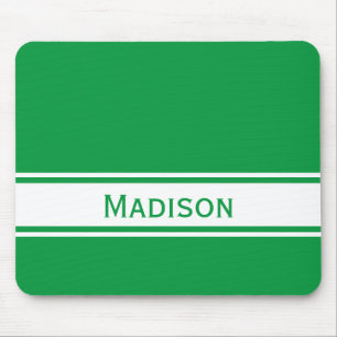 Tapis De Souris Solide Kelly Green White Stripes Nom moderne