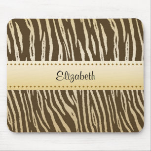 Tapis De Souris Sophistiqué Brown et Gold Tiger Imprimer avec nom