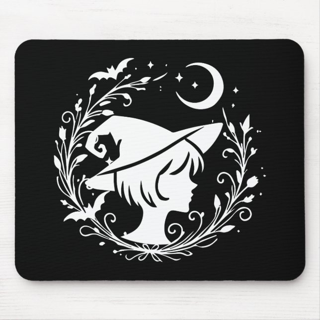 Tapis De Souris Sorcière Fée Wiccan Magie Sorcières Halloween (Devant)