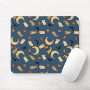 Tapis de souris sorcière Halloween céleste bleu