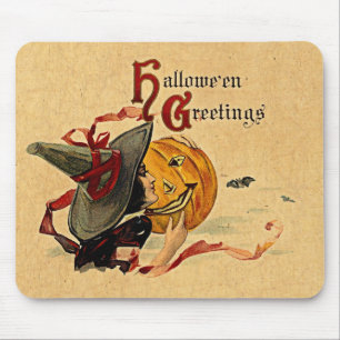 Tapis De Souris Sorcière vintage de Halloween avec les rubans