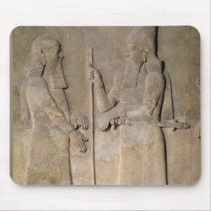 Tapis De Souris Soulagement dépeignant Sargon II et un vizir