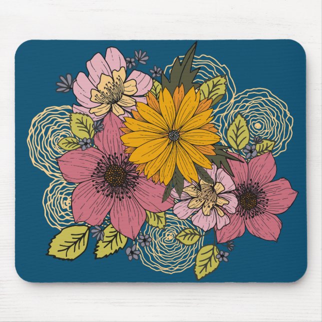 Tapis De Souris Souris à bouquet floral (Devant)