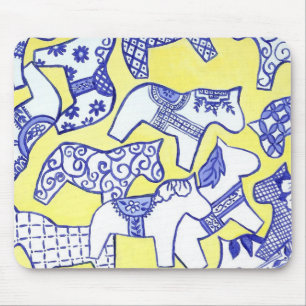 Tapis De Souris Souris à cheval bleu et blanc