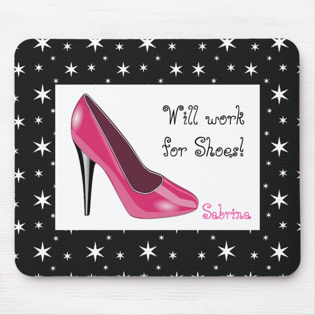 Tapis De Souris Souris à talon élevé rose et noir (Devant)