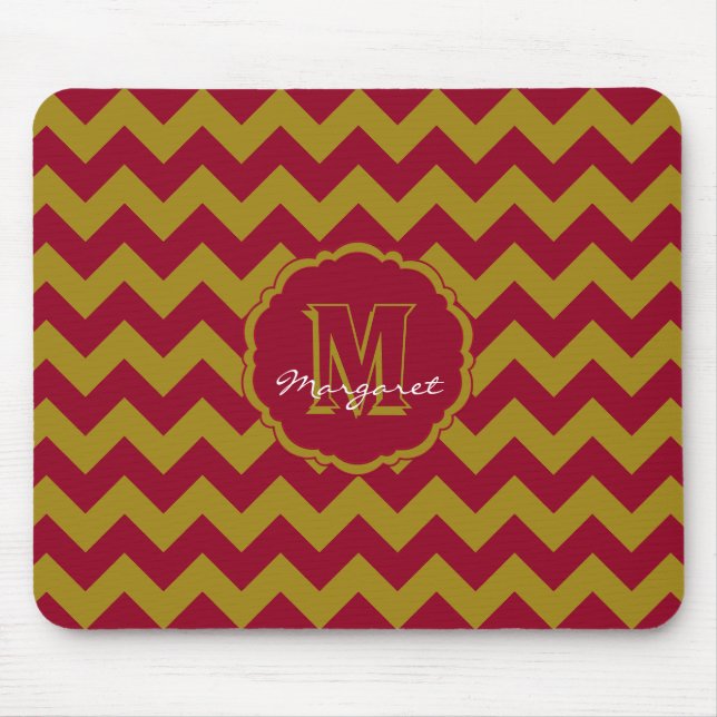 Tapis De Souris Souris Chevron SC Pad-Bourgogne et or (Devant)