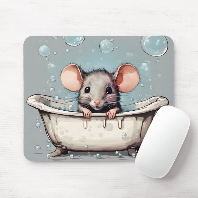 Tapis De Souris Souris Dans Le Bain De Bulle (Avec souris)