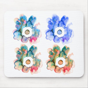 Tapis De Souris Souris de fleur aquarelle florale moderne dessinée