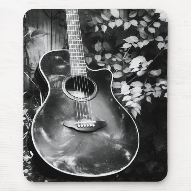 Tapis De Souris Souris de Guitare noir et blanc (Devant)