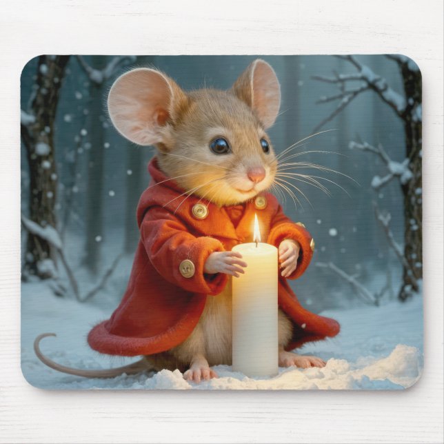 Tapis De Souris Souris de Noël à la bougie (Devant)