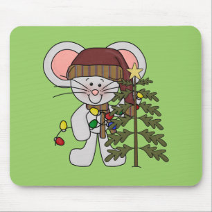 Tapis De Souris Souris de Noël décorant l'arbre